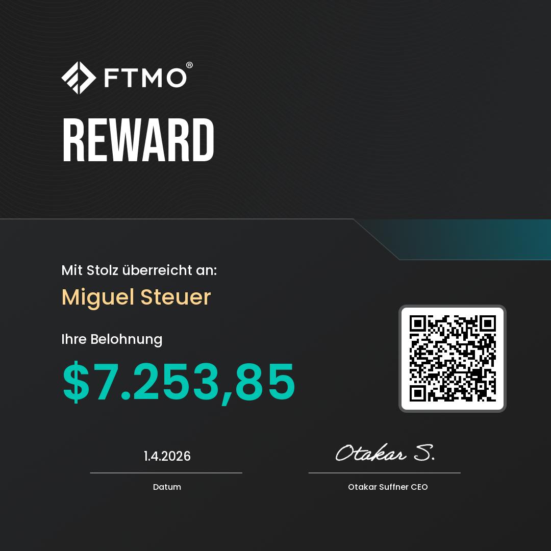 Auszahlungsnachweis über $7.253,85 an Miguel Steuer vom 01.04.2026